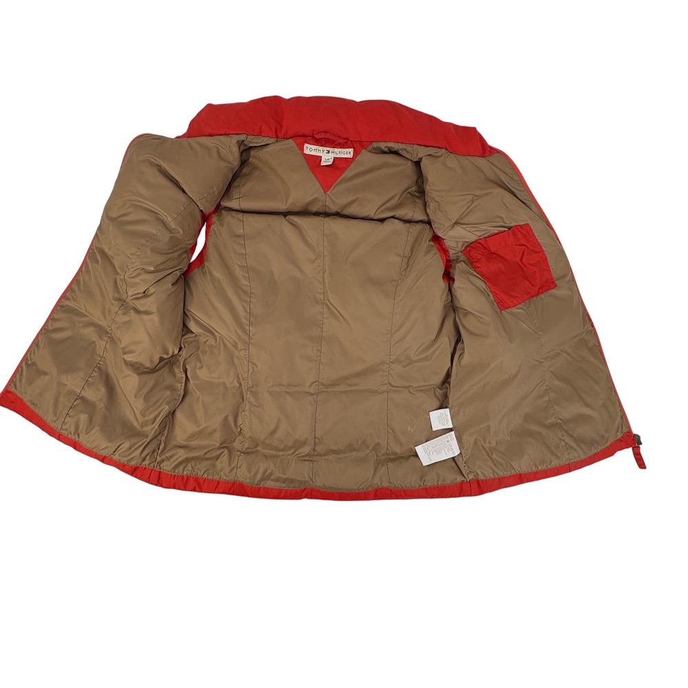 Tommy Hilfiger Womens Red Puffer Vest Full Zip Quilted Stand Collar Large - Picture 6 of 12